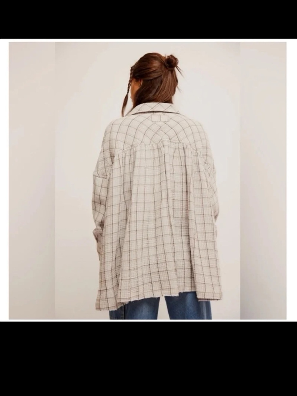 Free People We The Free Cardiff Plaid Top Oversized size Small - Picture 4 of 12